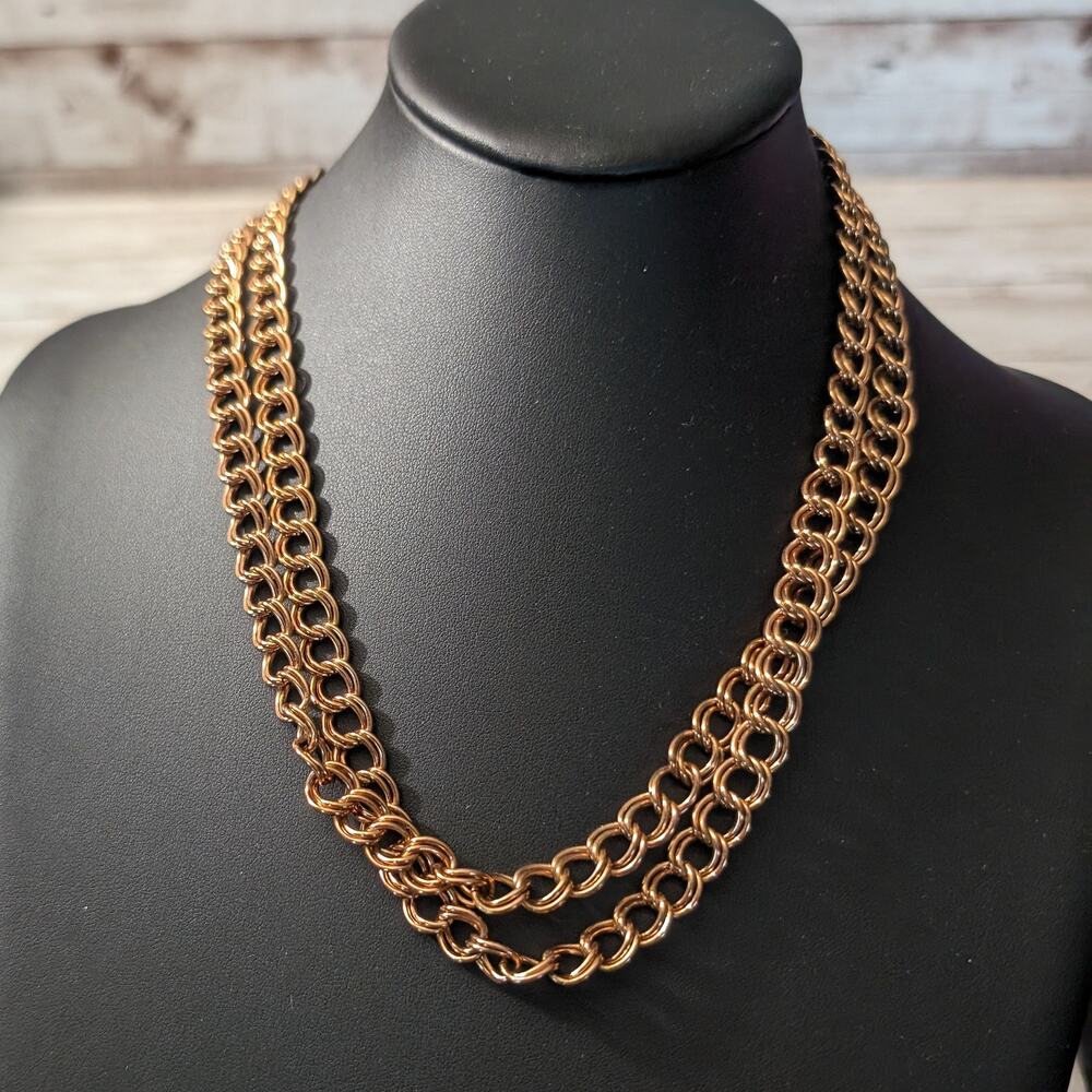 Vintage Necklace Warm Metal Tone Can Be Worn Very Long Or Layered